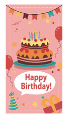 Happy Birthday Vertical Vector Illustration Set - Festive Card & Story Designs-02