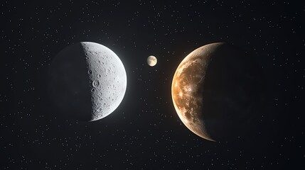 Close view of celestial bodies in deep space.