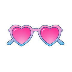 Adorable Heart-Shaped Sunglasses Illustration Design Pink Blue Shades Summer Fashion Accessory Graphic