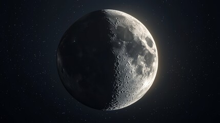 Fototapeta premium Detailed view of the moon's surface features.