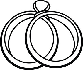 Couple Ring Silhouette Vector Illustration In White Background