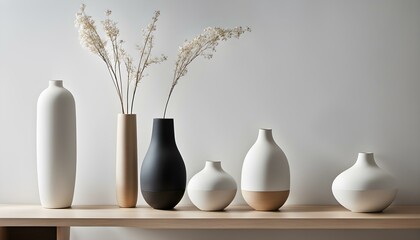 Elegant Minimalism: A Shelf of Ceramic Vases for the Modern Interior