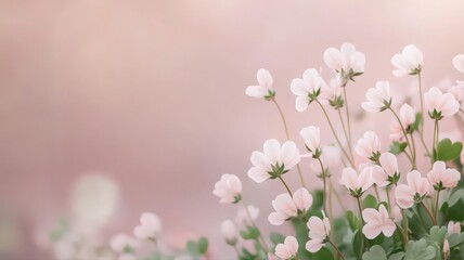 Obraz premium Clover Blossoms in Soft Pink and White Tones on a Neutral Background for Tranquil Aesthetic