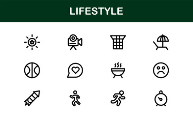 Lifestyle Icon Collection. Clean Line Art for Health, Fitness, Travel, and Personal Growth Themes