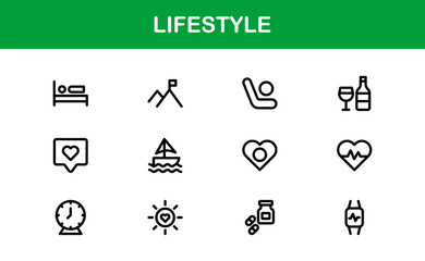 Lifestyle Icon Collection. Clean Line Art for Health, Fitness, Travel, and Personal Growth Themes