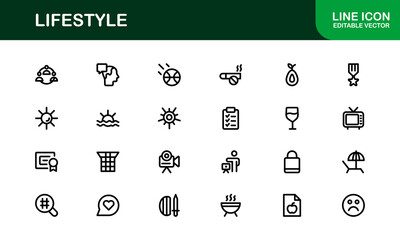 Lifestyle Icon Collection. Clean Line Art for Health, Fitness, Travel, and Personal Growth Themes