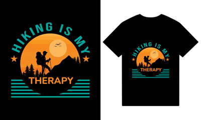 Creative Hiking t-shirt design vector, Adventure t-shirt design, Hiking is my therapy t shirt design.