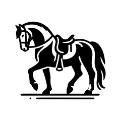 Black and White Horse Illustration in Rearing Position with Traditional Engraving Lines Perfect for Tattoo Artwork Farm Promotion or Vintage Poster Design