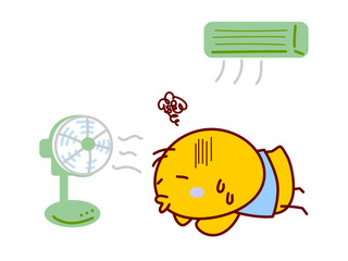 夏バテしているひよこ