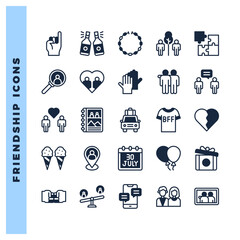 25 Friendship Lineal Fill icon pack. vector illustration.