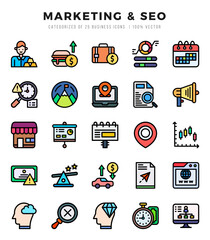 Set of Marketing & SEO Icons Lineal Color icons collection.