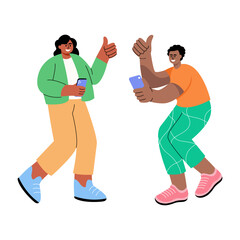 A flat style illustration depicting media users