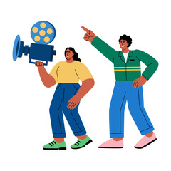 A flat style illustration depicting influencers creating reel