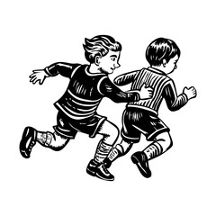 A vintage style icon showing children playing in park