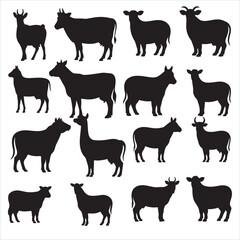 Vector Cow Animals  on Black and White