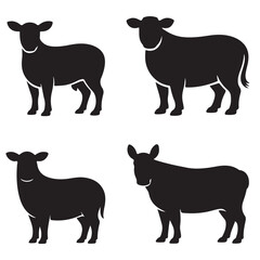Vector Cow Animals  on Black and White