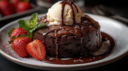 Decadent Chocolate Brownie with Ice Cream