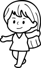 Cartoon Boys and Girls Elements Go to school Character Illustration