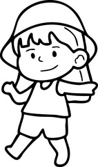 Cartoon Boys and Girls Elements Go to school Character Illustration