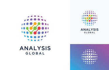 Digital technology global financial growth analysis logo design 