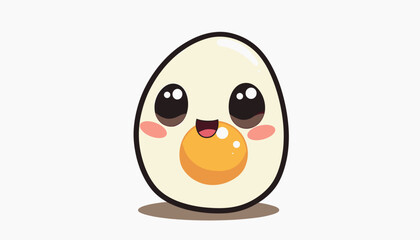 Cute cartoon egg character smiling with a joyful mood on a white background