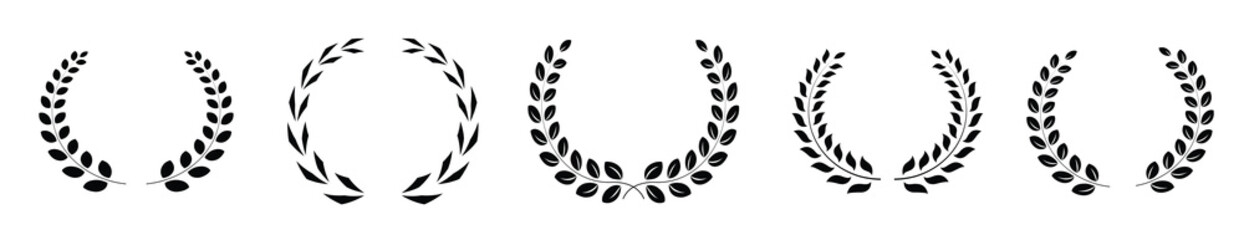 Vector laurel wreath set. Olive branches decorative elements.