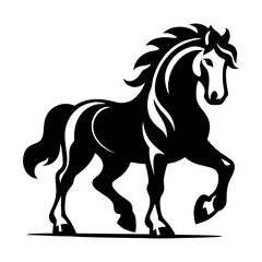 Bold Monochrome Illustration of Dynamic Horse Rearing in Vintage Engraving Style for Tattoo Poster or Equestrian Logo Branding Design with Elegant Motion