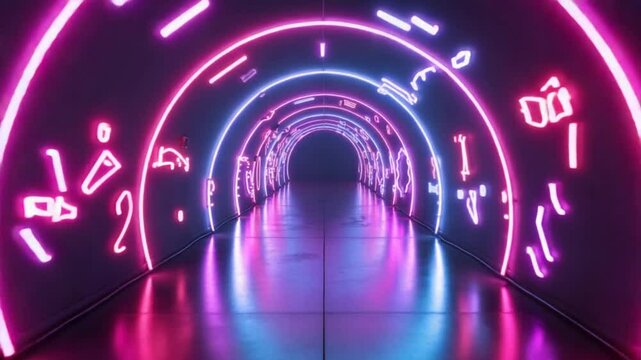 Neon tunnel with shapes