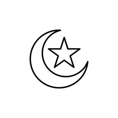 Minimal Islamic crescent moon and star icon. Great for Islamic symbols, Ramadan, and Eid-themed designs.