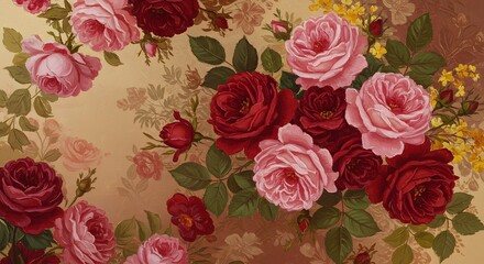 Romantic Red and Pink Roses: A Classic Floral Painting