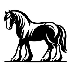 Black and White Rearing Horse Vector Illustration of Majestic Stallion in Vintage Woodcut Style for Tattoo Design and Poster Art Isolated on White Background