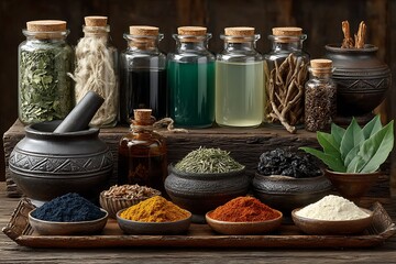 Medicinal plants in traditional setup high resolution picture