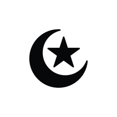 Fototapeta premium Minimal Islamic crescent moon and star icon. Great for Islamic symbols, Ramadan, and Eid-themed designs.