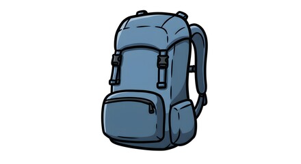 Blue Hiking Backpack Illustration on White Background