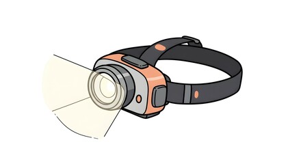 Naklejka premium Headlamp Illustration - Outdoor Adventure Lighting