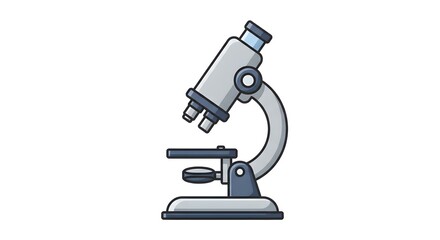 Cartoon Microscope Illustration on White