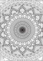 Mandala Adult Coloring Page Black And White Vector