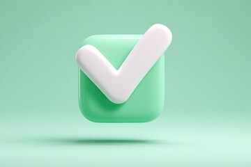 Check mark icon green background correct choice right answer complete task success approval confirmation design