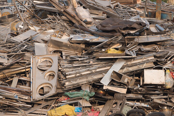 A pile of metal waste of the same type