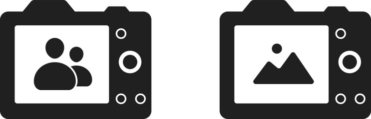 Camera icons for portrait and landscape modes vector symbols for photography ui design