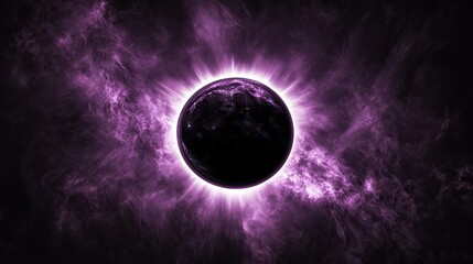 A striking image of a solar eclipse, showcasing a dark circular silhouette of the moon partially covering the bright disk of the sun.