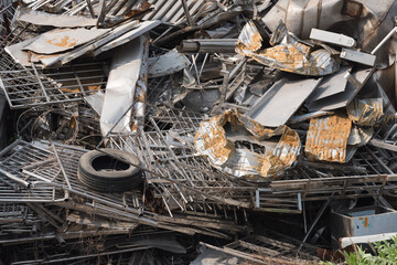 A pile of metal waste of the same type