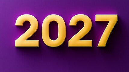 3D Golden 2027 Numbers On Magenta Background Bold Bold Design Striking Happy New Year