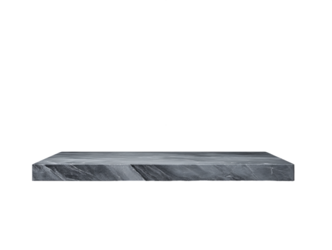 Dark Gray Marble Shelf on Transparent Background, PNG
