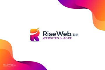 R logo with modern gradient red background
