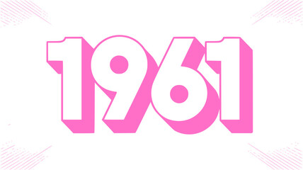 1961 Retro Pink Year Design Graphic