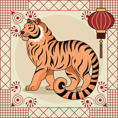 Tiger Chinese New Year Zodiac Sign Astrology Vector