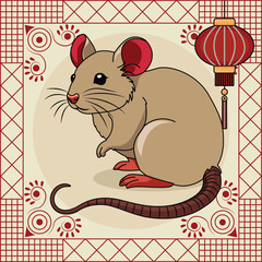 Chinese Mouse Zodiac Sign Astrology Vector