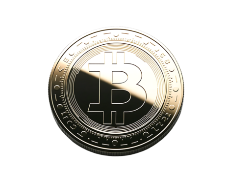 Bitcoin Cryptocurrency Golden Coin on Transparent Background