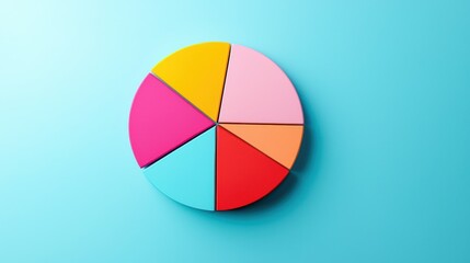 Fototapeta premium Colorful Pie Chart Segments on Bright Blue Background for Creative Data Visualization Concepts